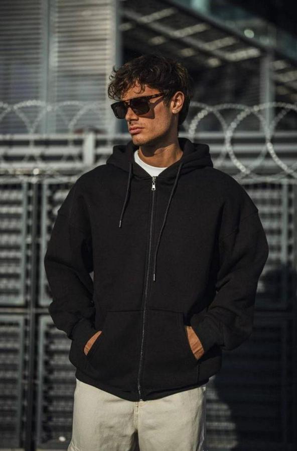 Oversize Tam Fermuarlı Uzun Kol Hırka