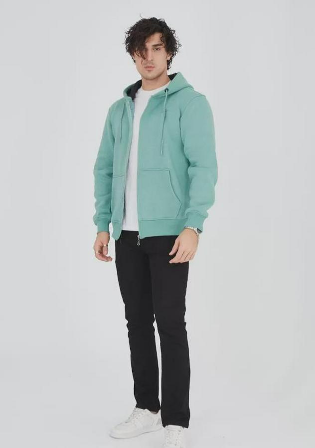Unisex Tam Fermuarlı Kapşonlu  Sweatshirt