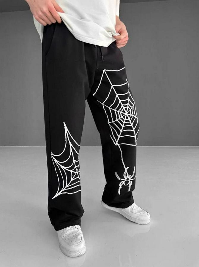 Iki Iplik Kumaş Örümcek Baskılı Eşofman