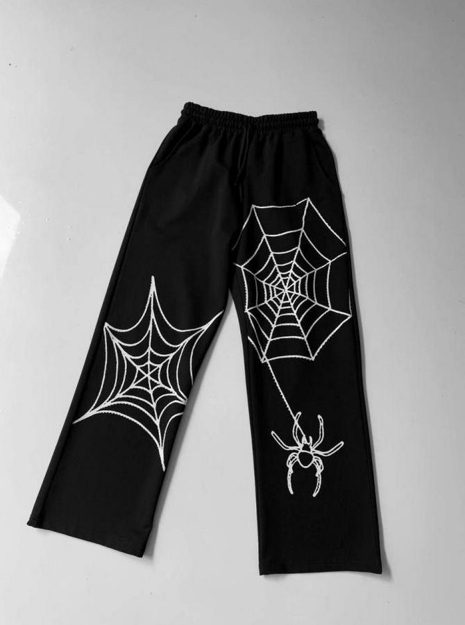 Iki Iplik Kumaş Örümcek Baskılı Eşofman