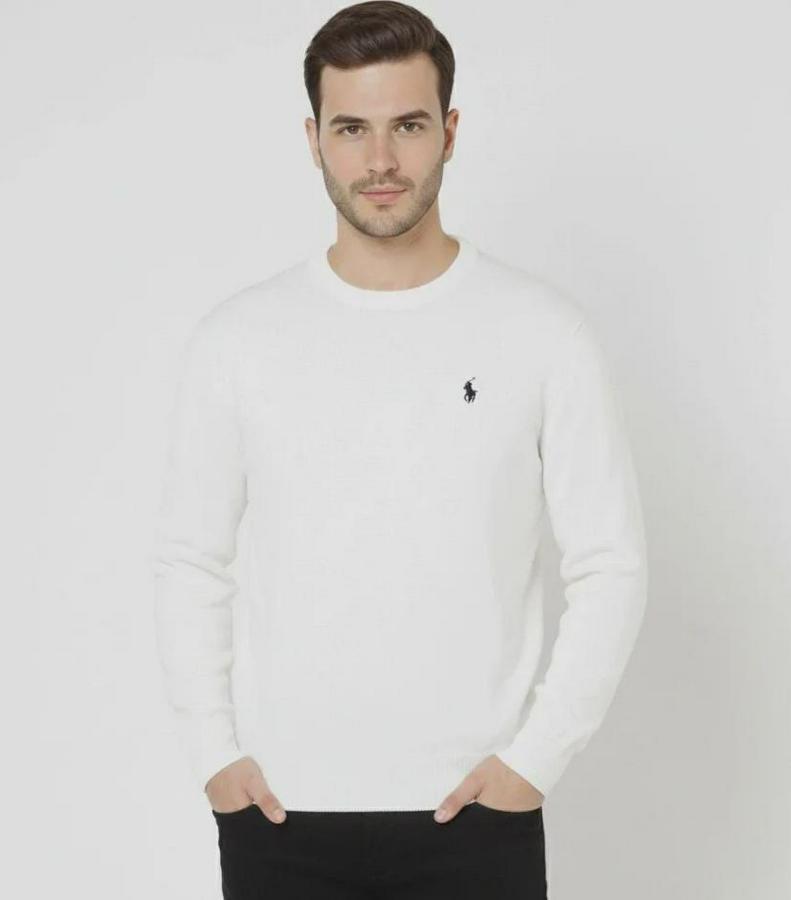 Bisiklet Yaka Nakış Işlemeli Triko Kazak Yumuşak Dokulu Pamuklu Ince Dokuma, Uzun Kollu Rahat Regular Kalıp