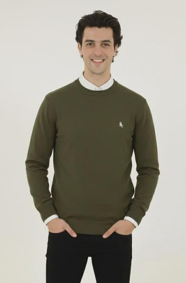 Bisiklet Yaka Nakış Işlemeli Triko Kazak Yumuşak Dokulu Pamuklu Ince Dokuma, Uzun Kollu Rahat Regular Kalıp