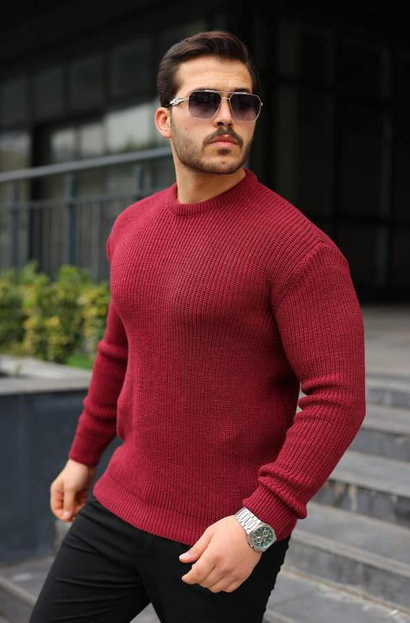 Bisiklet Yaka Örme Kazak