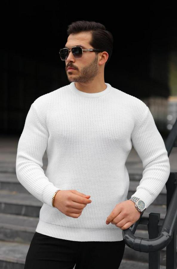 Bisiklet Yaka Örme Kazak