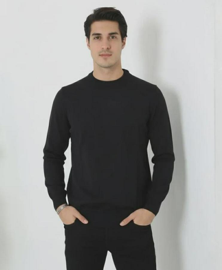 Bisiklet Yaka Triko Kazak Yumuşak Dokulu Pamuklu Ince Dokuma, Uzun Kollu Rahat Regular Kalıp