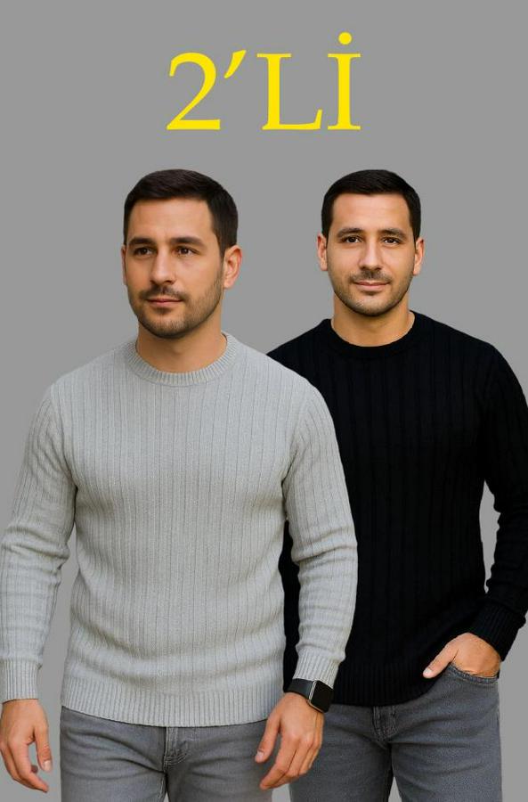 Fitilli Triko Kazak 2’li Set – Siyah