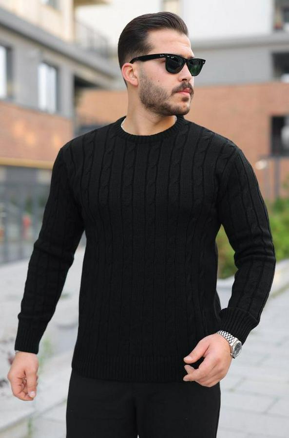 Örgü Desen Bisiklet Yaka Kazak