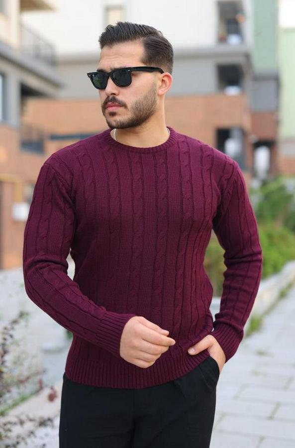 Örgü Desen Bisiklet Yaka Kazak