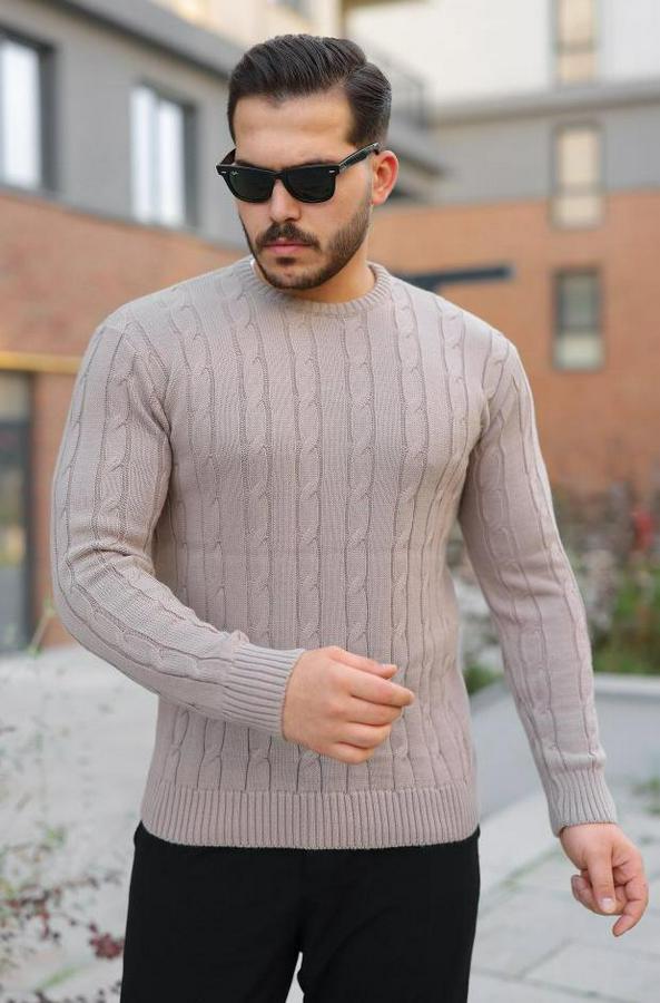 Örgü Desen Bisiklet Yaka Kazak