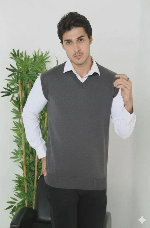 V Yaka Kolsuz Süveter Triko Kazak Yumuşak Dokulu Pamuklu Ince Dokuma Rahat Regular Kalıp