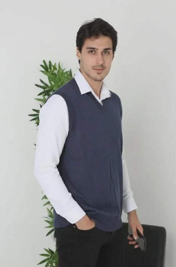 V Yaka Kolsuz Süveter Triko Kazak Yumuşak Dokulu Pamuklu Ince Dokuma Rahat Regular Kalıp