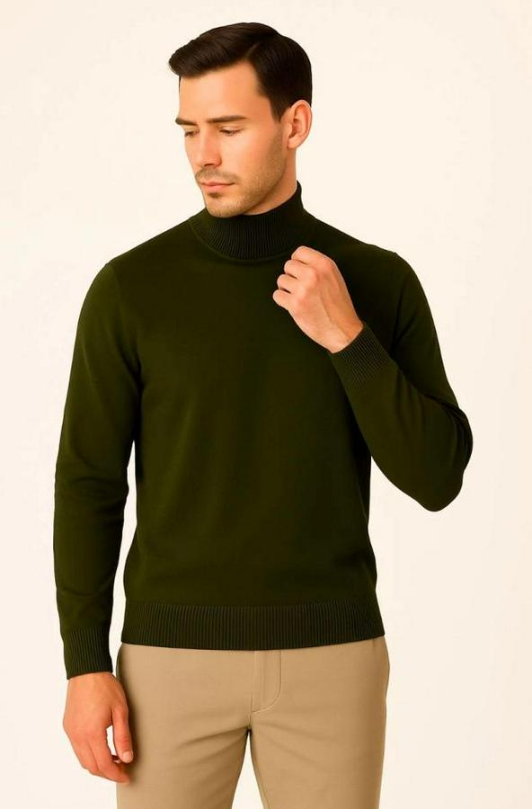 Yarım Boğaz Triko Kazak Yumuşak Dokulu Pamuklu Ince Dokuma, Uzun Kollu Rahat Regular Kalıp