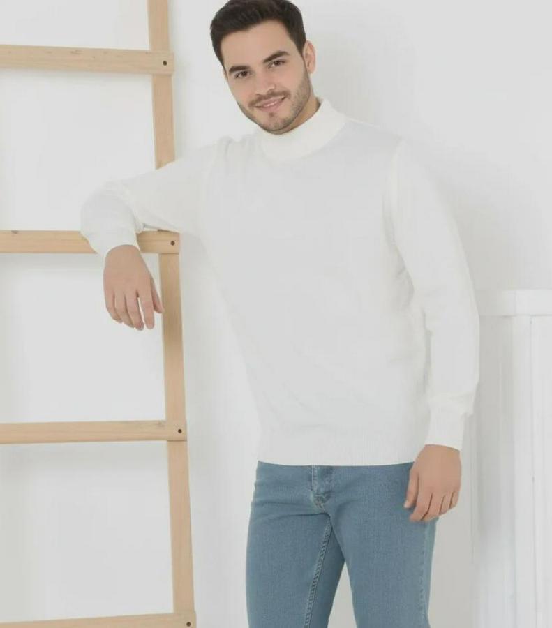 Yarım Boğaz Triko Kazak Yumuşak Dokulu Pamuklu Ince Dokuma, Uzun Kollu Rahat Regular Kalıp