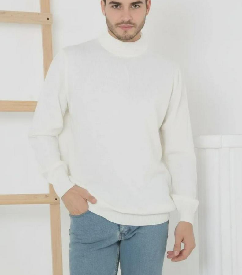 Yarım Boğaz Triko Kazak Yumuşak Dokulu Pamuklu Ince Dokuma, Uzun Kollu Rahat Regular Kalıp