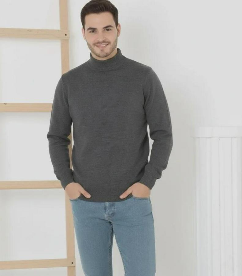 Yarım Boğaz Triko Kazak Yumuşak Dokulu Pamuklu Ince Dokuma, Uzun Kollu Rahat Regular Kalıp