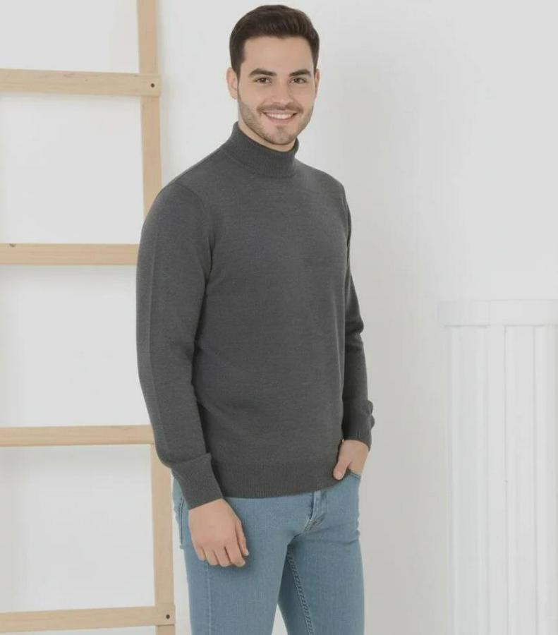 Yarım Boğaz Triko Kazak Yumuşak Dokulu Pamuklu Ince Dokuma, Uzun Kollu Rahat Regular Kalıp