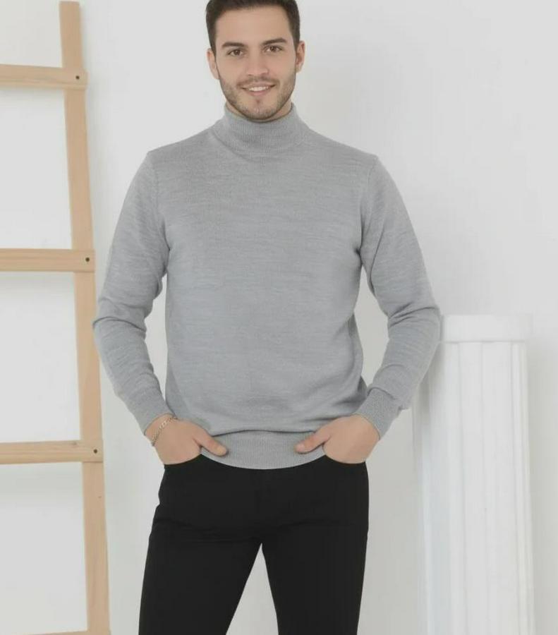 Yarım Boğaz Triko Kazak Yumuşak Dokulu Pamuklu Ince Dokuma, Uzun Kollu Rahat Regular Kalıp