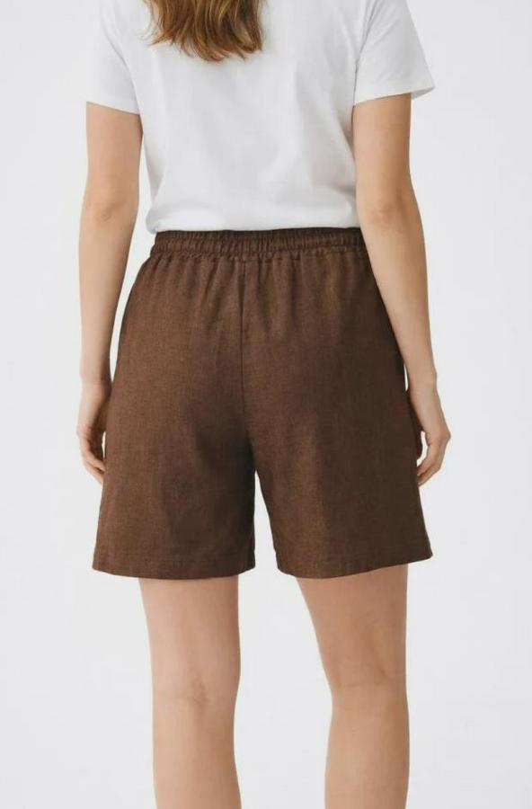 Keten Kumaş Cepli Rahat Kesim Bel Lastikli Şort