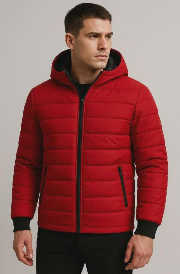 Şişme Kapüşonlu Fermuarlı Mont Su Itici Kapitone Astarlı Kumaş Cepli Kışlık Rahat Kalıp