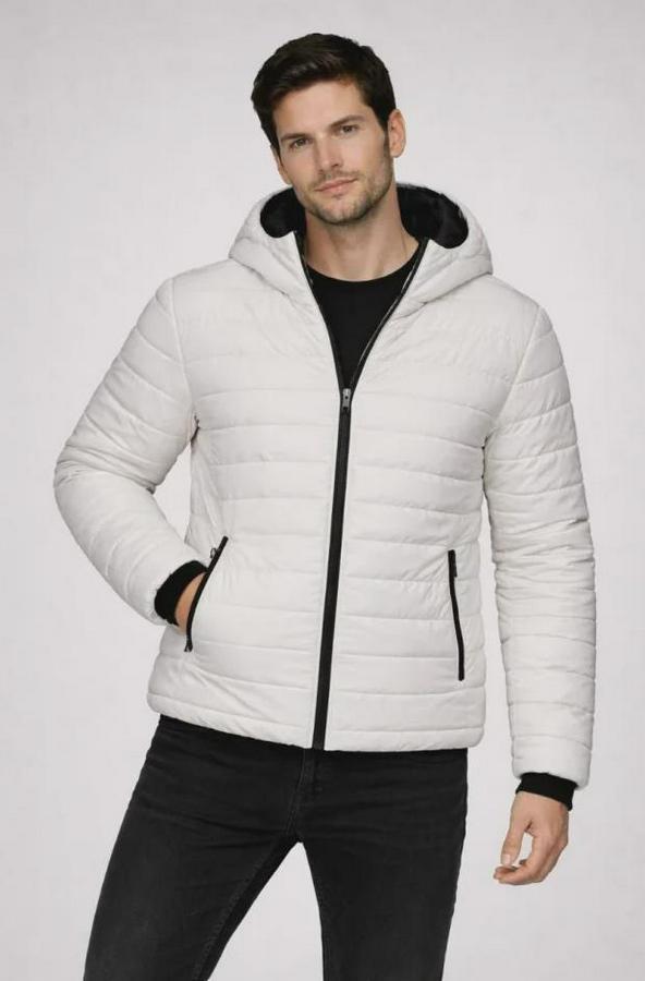 Şişme Kapüşonlu Fermuarlı Mont Su Itici Kapitone Astarlı Kumaş Cepli Kışlık Rahat Kalıp