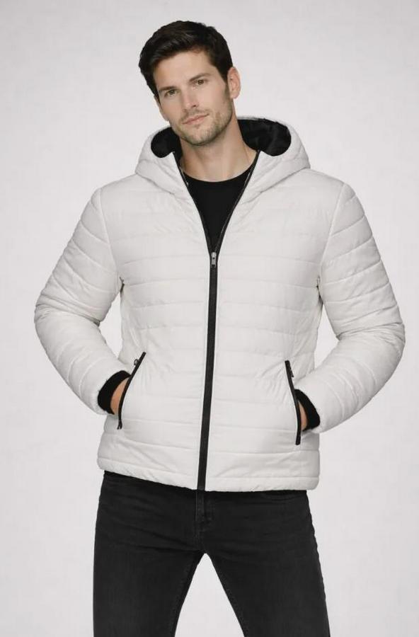 Şişme Kapüşonlu Fermuarlı Mont Su Itici Kapitone Astarlı Kumaş Cepli Kışlık Rahat Kalıp