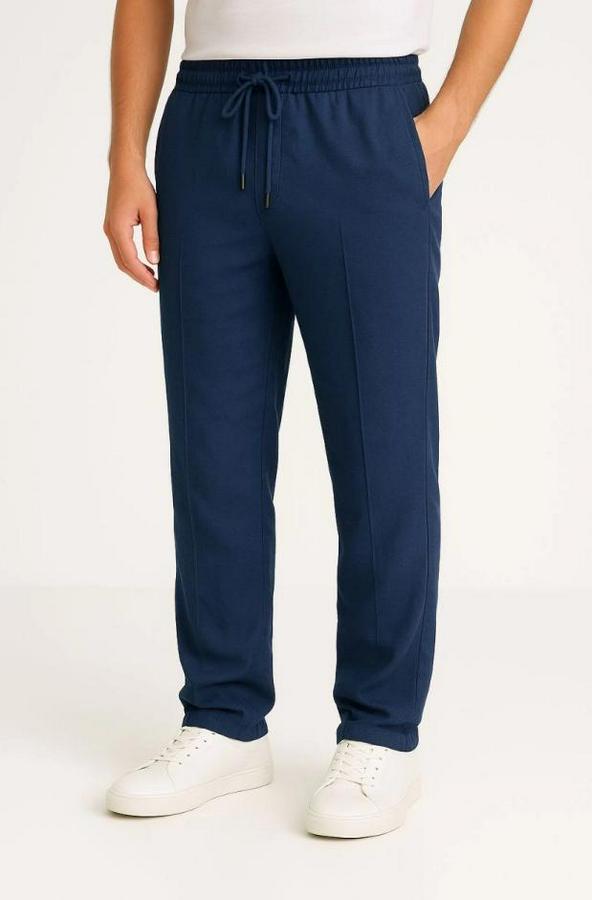 Cepli, Beli Lastikli Ve Bağcıklı Erkek Keten Pantolon