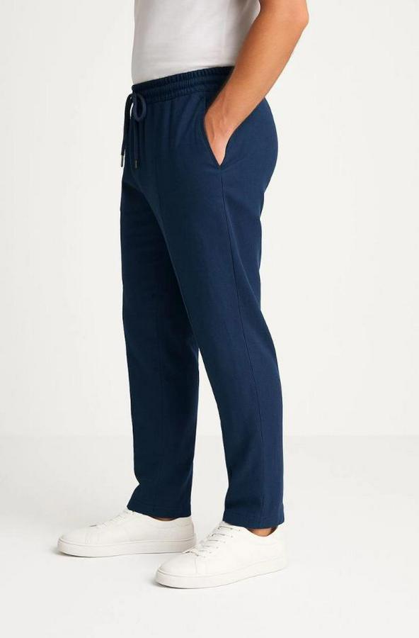 Cepli, Beli Lastikli Ve Bağcıklı Erkek Keten Pantolon