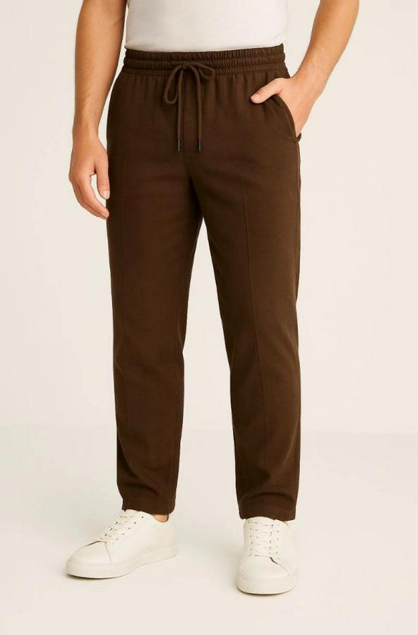 Cepli, Beli Lastikli Ve Bağcıklı Erkek Keten Pantolon