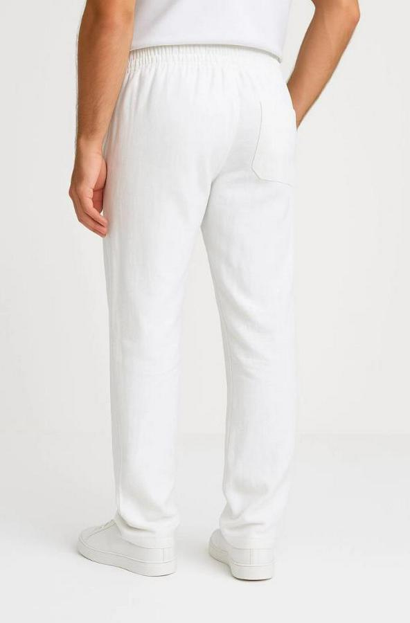 Cepli, Beli Lastikli Ve Bağcıklı Erkek Keten Pantolon