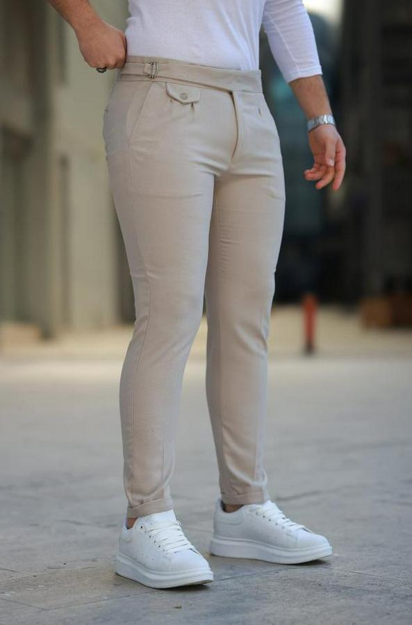 Bel Toka Detaylı Pileli Pantolon