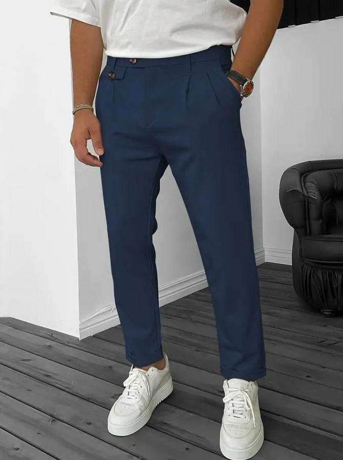 Belden Düğmeli Cepli Dokuma Pantolon