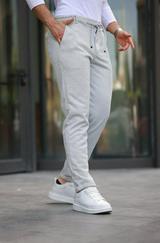 Beli Bağcıklı Duble Paça Örme Pamuklu Kumaş Jogger Pantolon