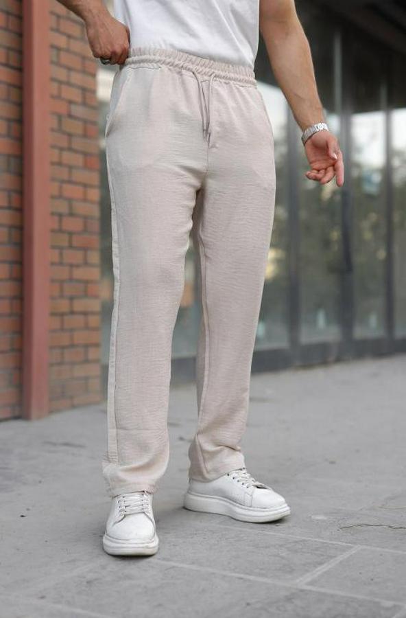 Beli Lastikli Pera Keten Pantolon