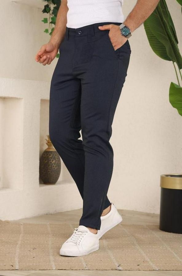Casual Slim Fit Cord Desenli Kumaş Pantolon