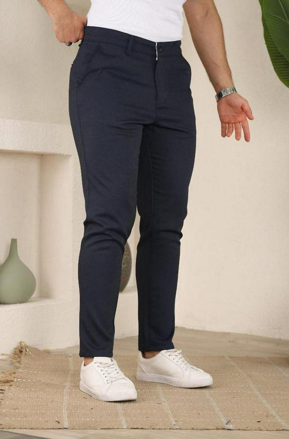 Casual Slim Fit Cord Desenli Kumaş Pantolon