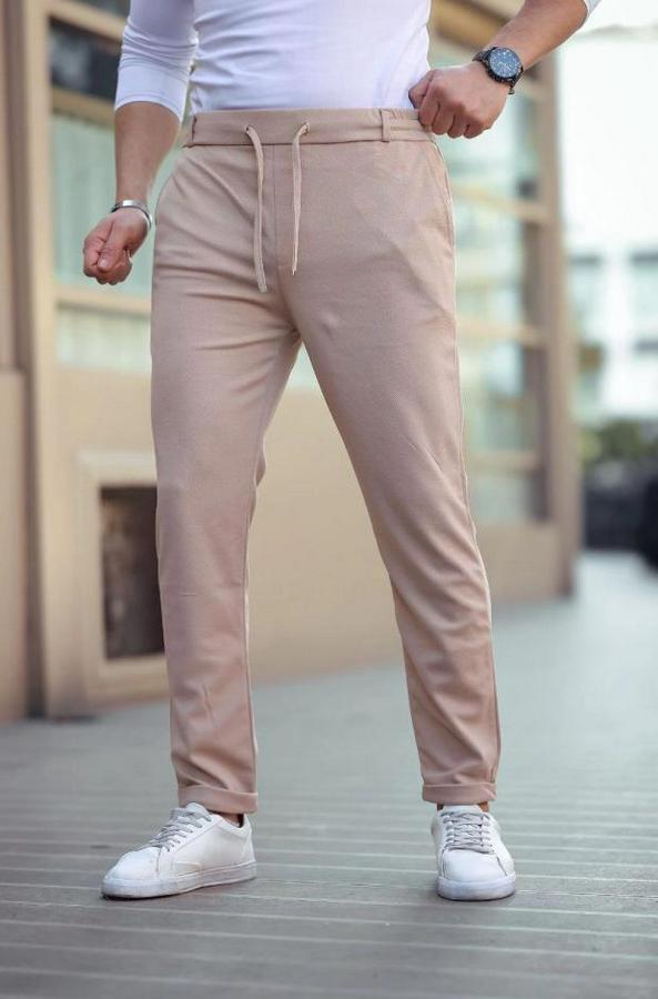 Diagonel Mikro Dokulu Cepli Beli Lastilki Pantolon