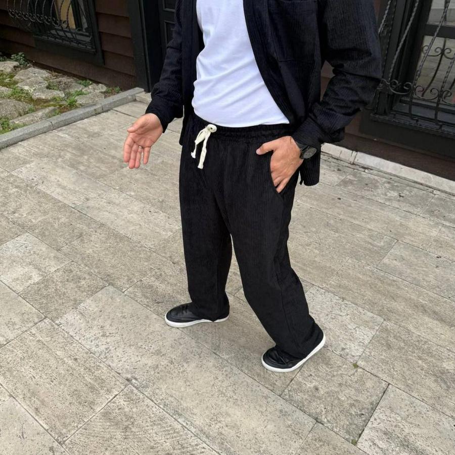 Fitilli Kadife Cepli Buggy Pantolon Oversize Rahat Kalıp