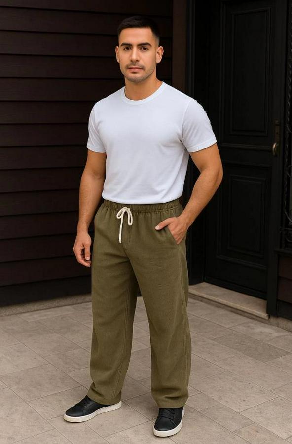 Fitilli Kadife Cepli Buggy Pantolon Oversize Rahat Kalıp