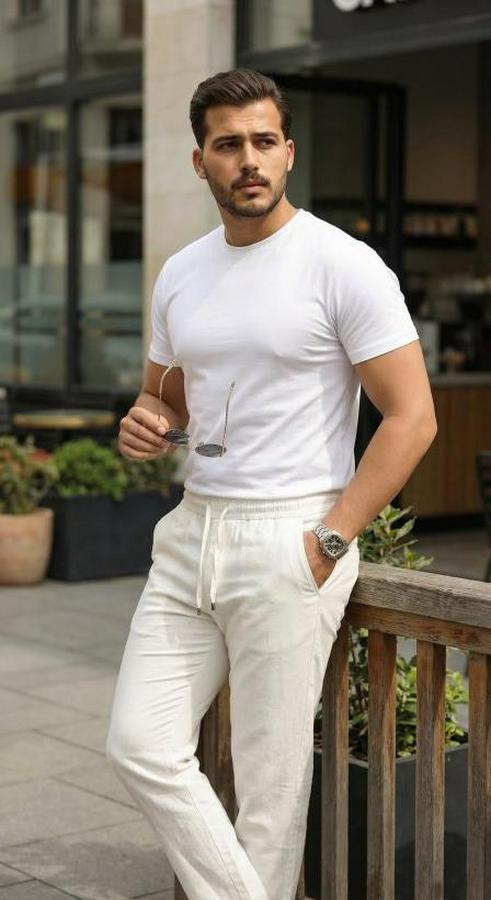 Iç Göstermez Yıkamalı Keten Pantolon