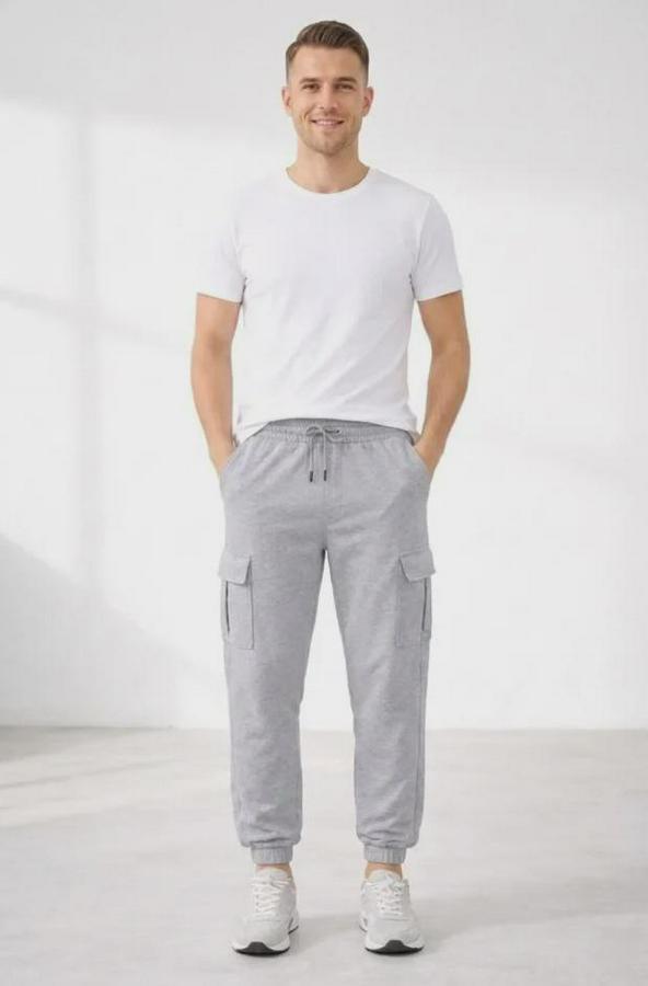 Jogger Eşofman Altı Regular Fit , Kargo Cepli, Lastikli Paça, Günlük Spor Pantolon