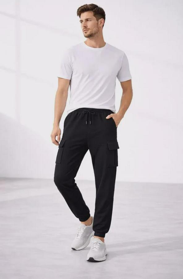 Jogger Eşofman Altı Regular Fit , Kargo Cepli, Lastikli Paça, Günlük Spor Pantolon