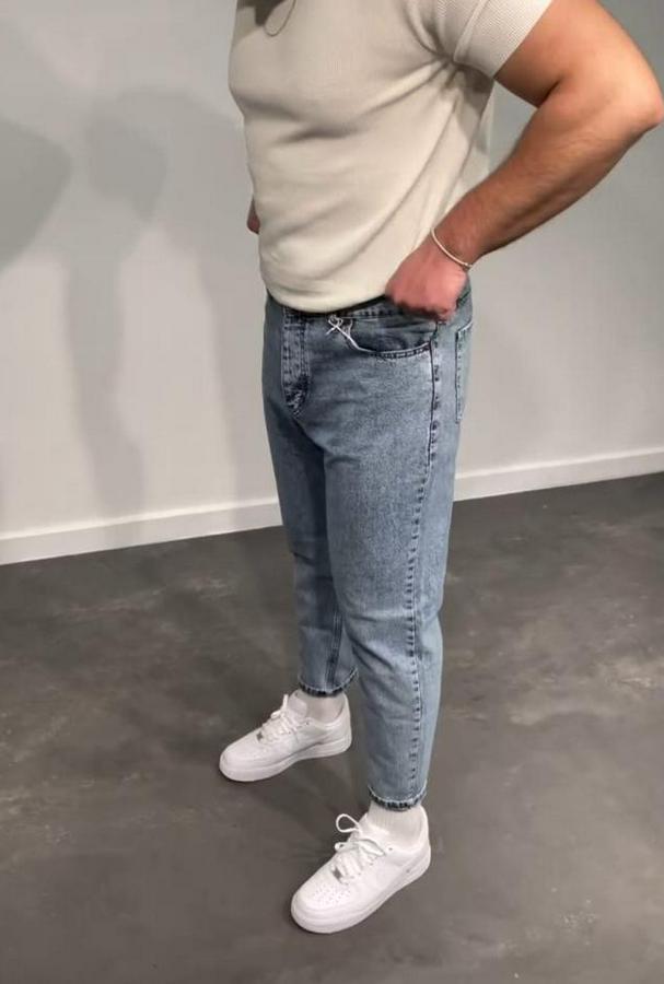 Kar Yıkamalı Buz Mavi Mom Jean