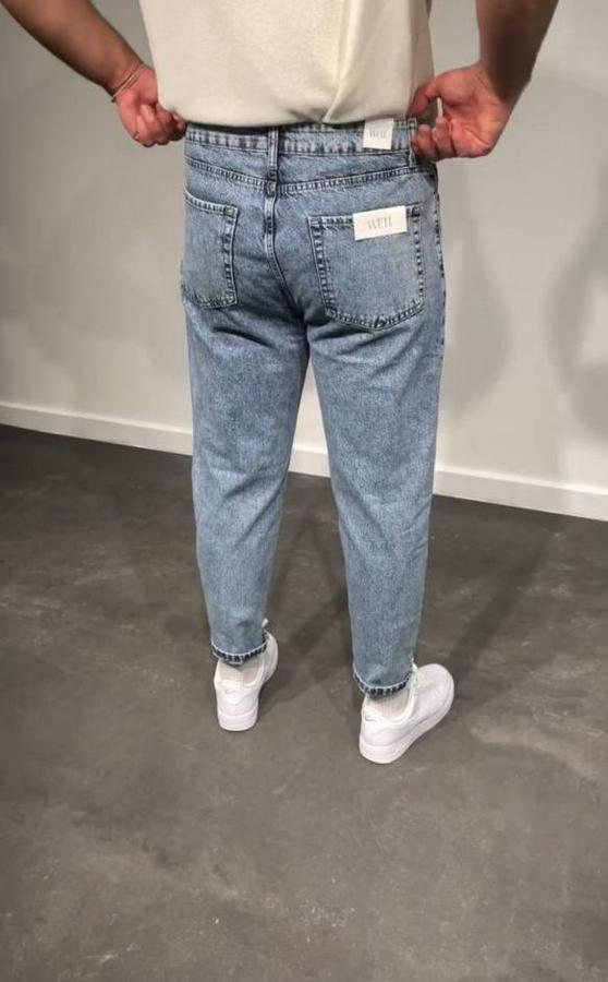 Kar Yıkamalı Buz Mavi Mom Jean
