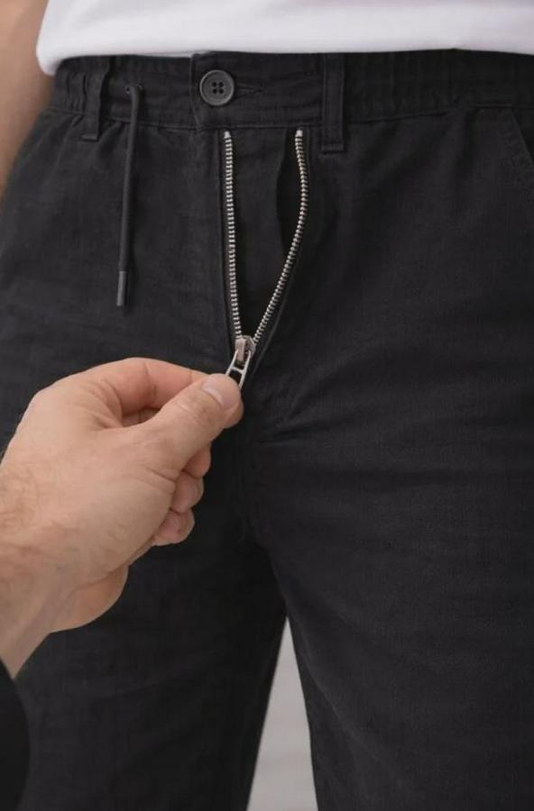 Keten Cepli Pantolon Lastikli Bel Bağcıklı Önden Fermuarlı