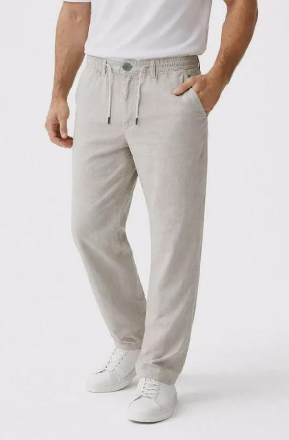 Keten Cepli Pantolon Lastikli Bel Bağcıklı Önden Fermuarlı