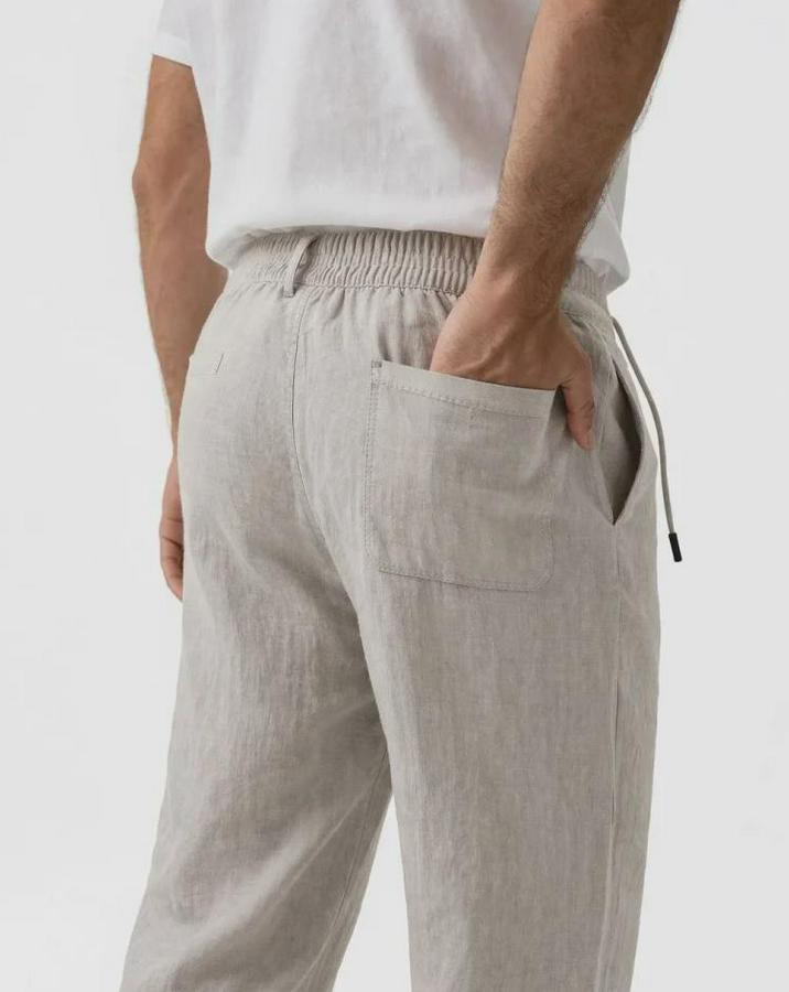 Keten Cepli Pantolon Lastikli Bel Bağcıklı Önden Fermuarlı