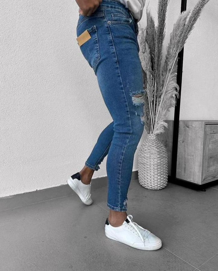Mavi Yıkama Detaylı Skinny Jean