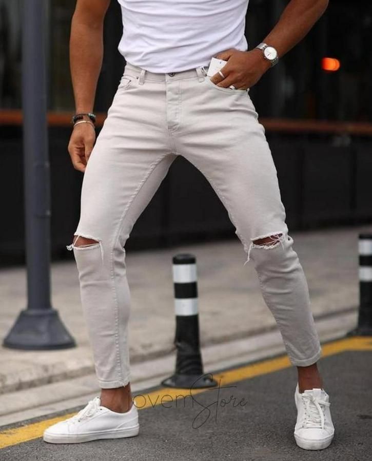 Taş Yırtık Detaylı Skinny Jean