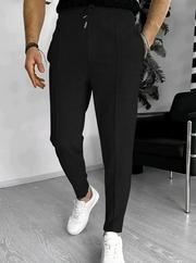 Yüksek Bel Önden Bağcıklı Cepli Waffle Pantolon