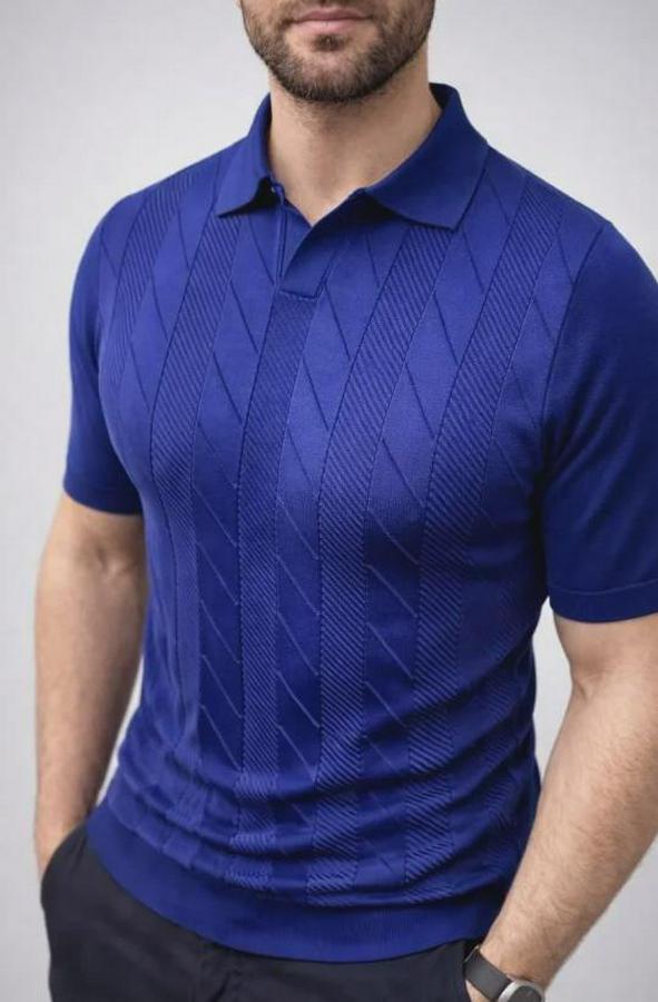 Yazlık Triko Dokuma Tişört Kısa Kol Polo Yaka T-Shirt